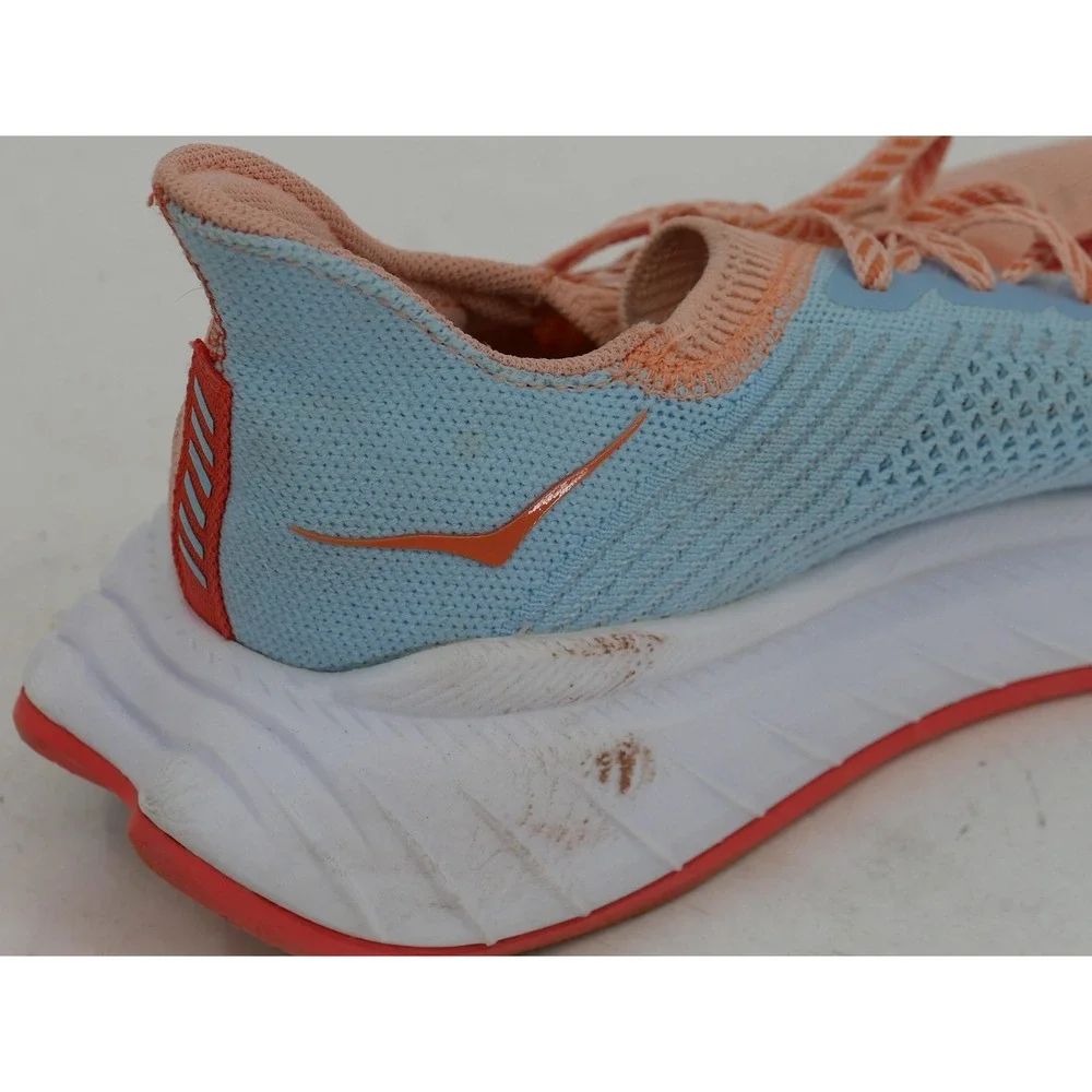 Hoka One One Carbon X3 Shoes Peach Blue Knit Running Sneaker Womens 11 No Insole